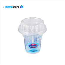 Plas PP Clear à glace froid jetable 200 ml tasse avec couvercle pour animaux de compagnie